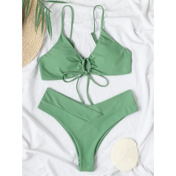2023 Summer New Arrival! Sexy Lace-up Bikini Set for Women | High Elastic Two-Piece Swimsuit in Solid Colors | Trendy Beachwear & Bathing Suit Swimwear
